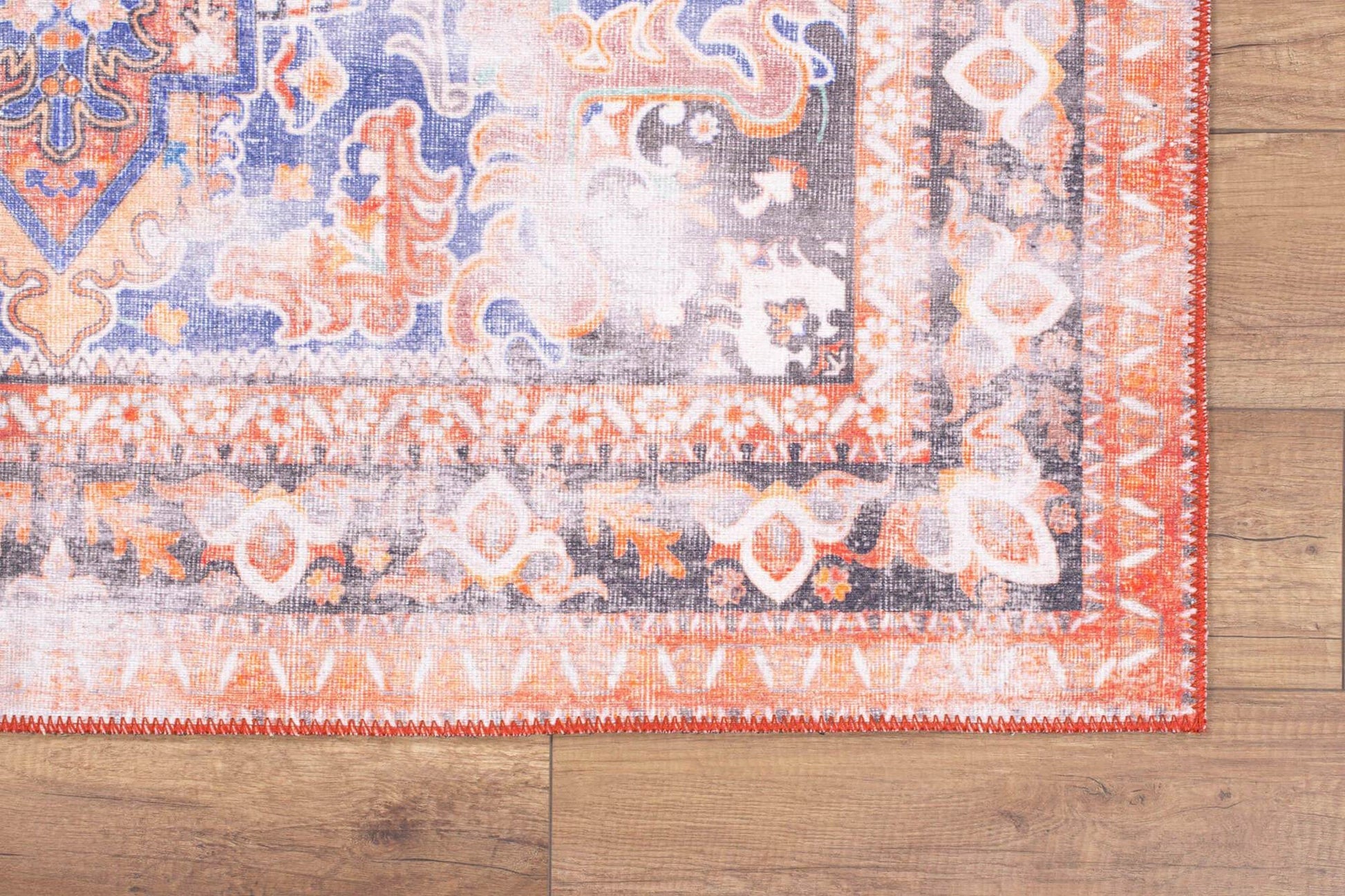 Afra Oriental Orange and Blue Faded rug - famerugs