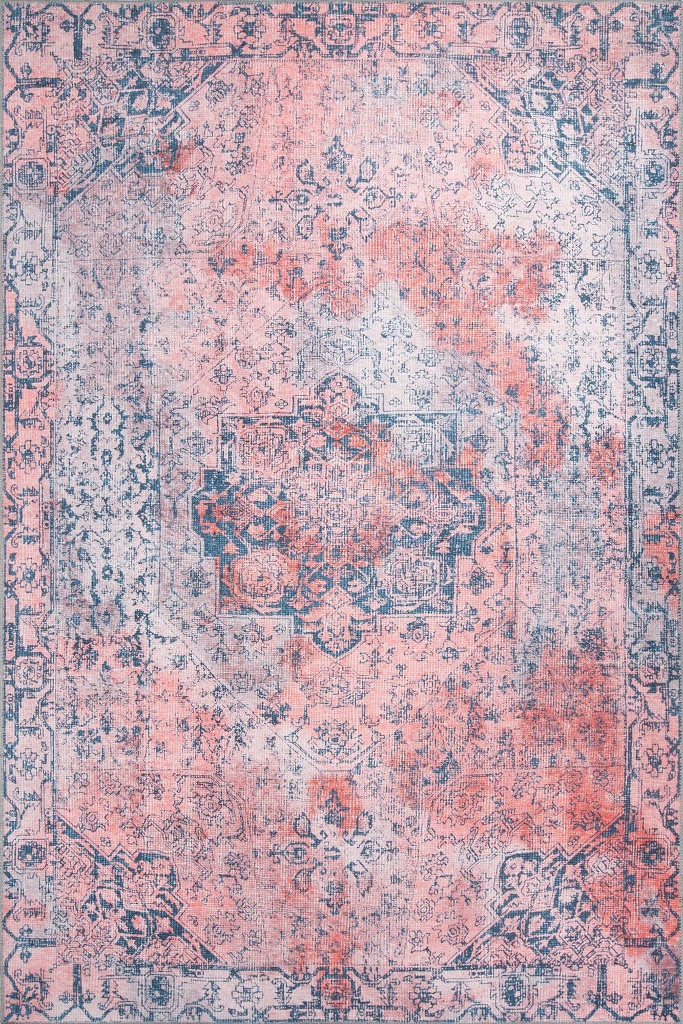 Elah Vintage Faded Pink & Teal Area rug