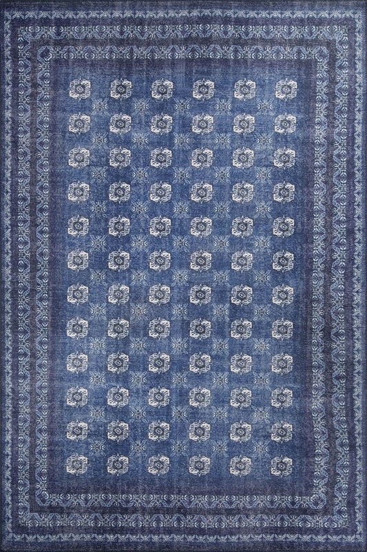 Afda Vintage Blue Afghan Rug - famerugs
