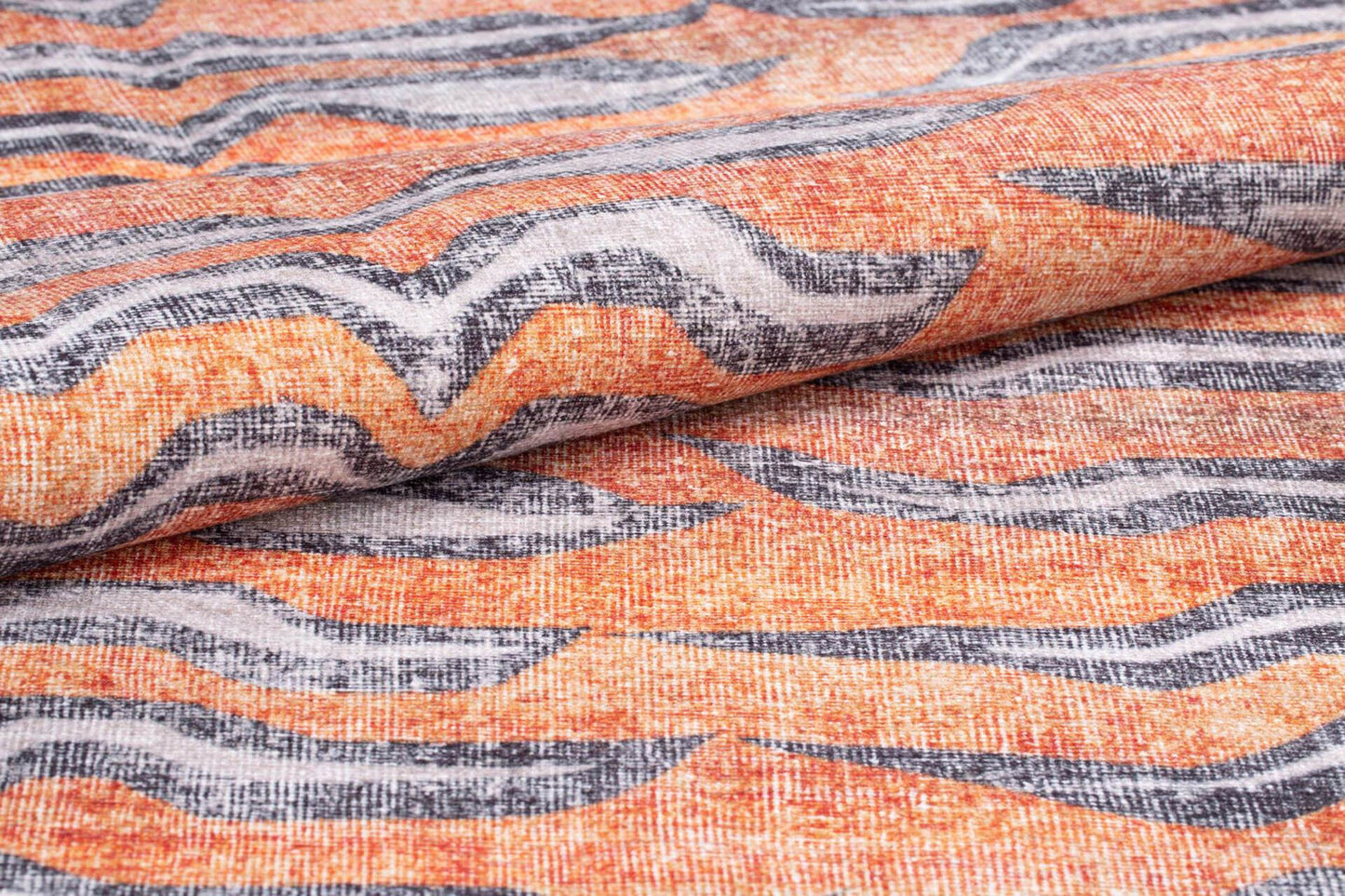 Tayga Orange Distressed Pelt skin stripe Rug