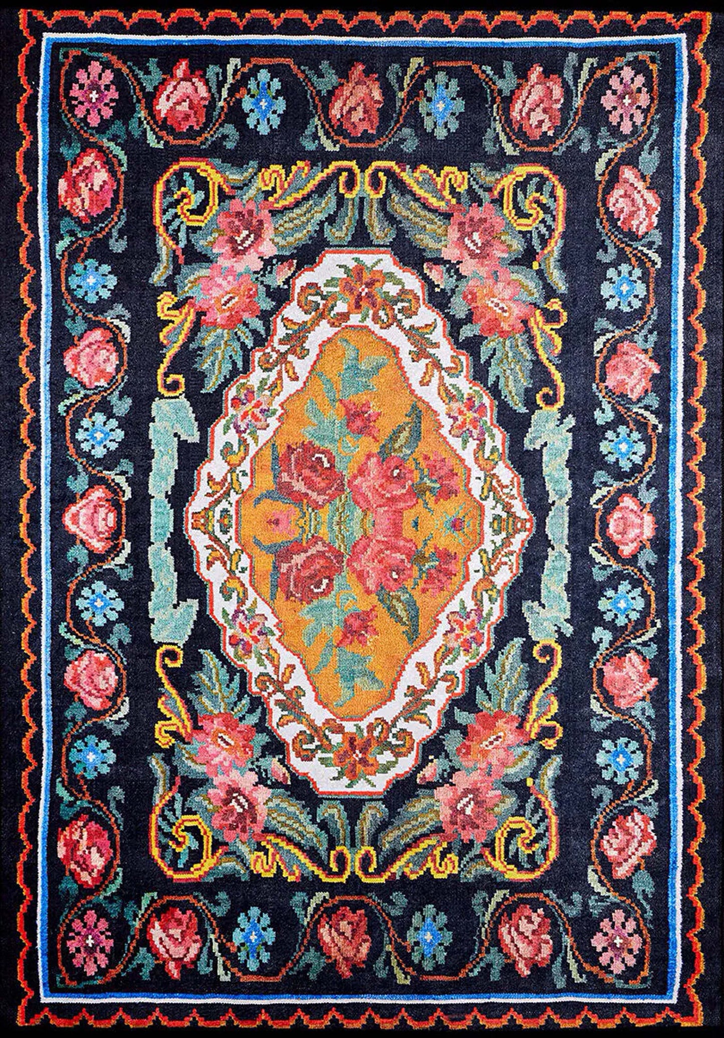 Zarka Turkish Colorful Karabagh Rug