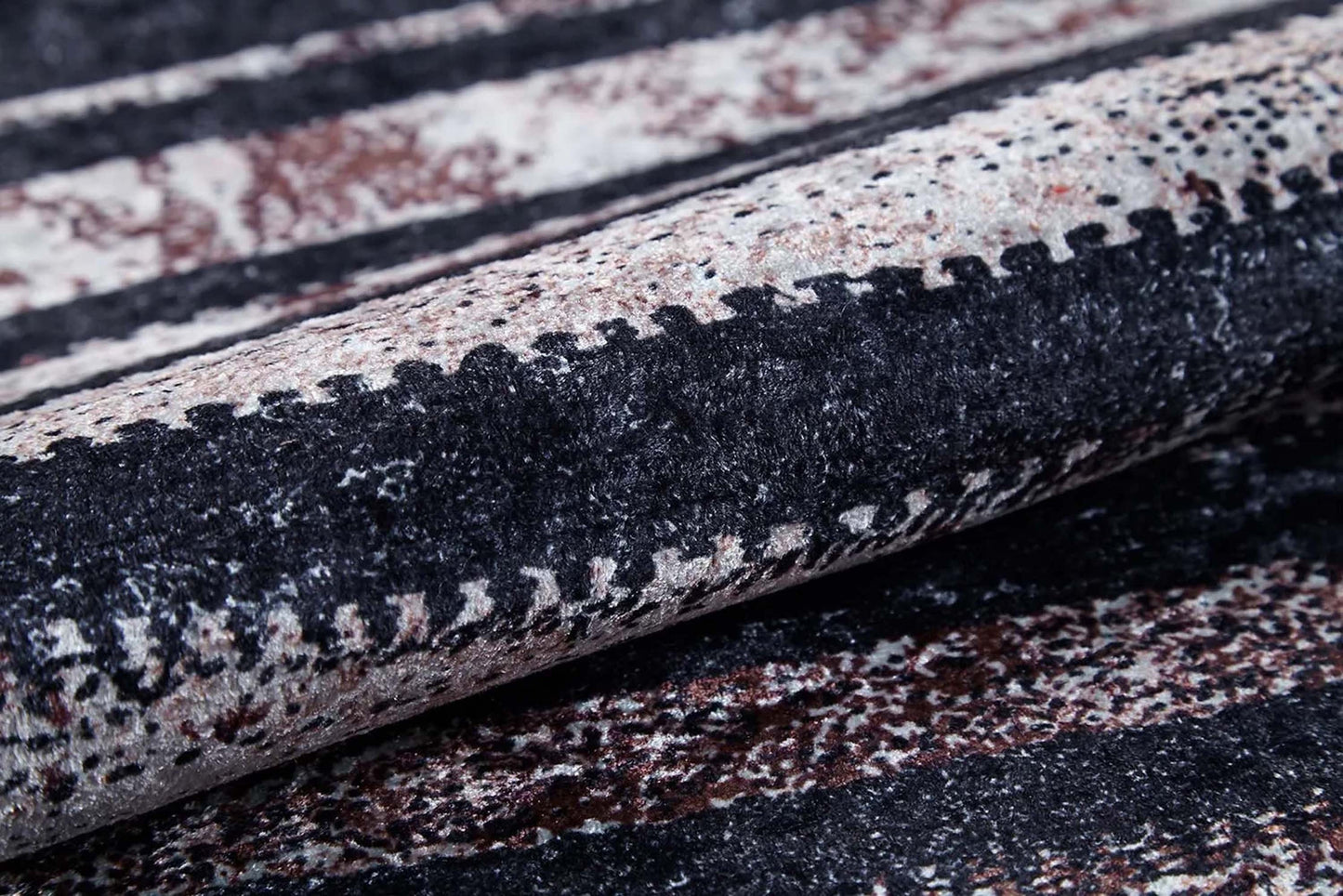Hanan Turkish Distressed Faded Black Rug - famerugs