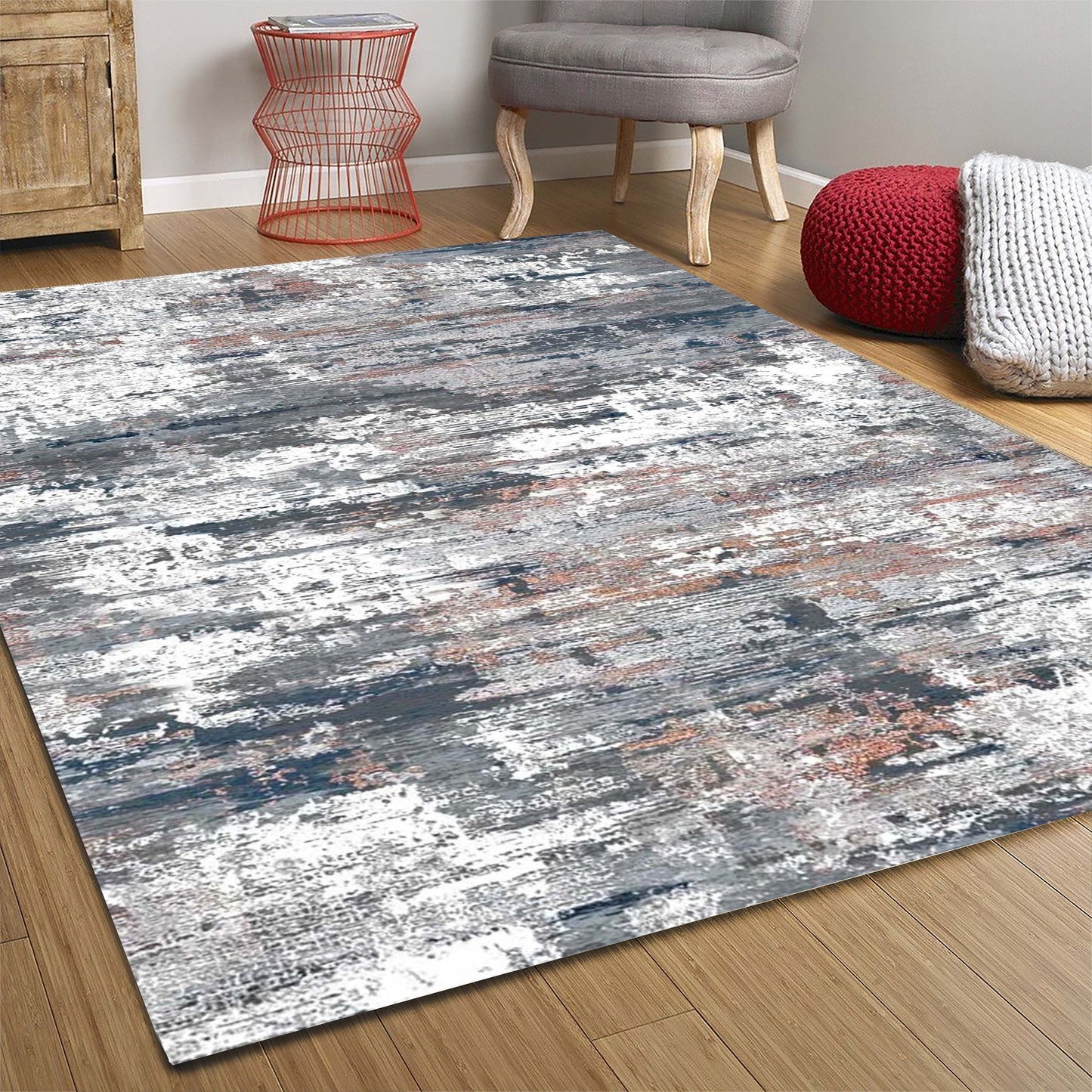 Lava Abstract Gray Blue Rug