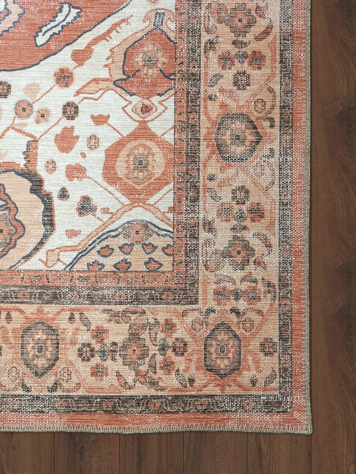 Terracotta Persian Vintage Rug, Shades of Burnt Orange with a touch of Brown Oriental Antique Heriz Inspired Area Rugs Living room Bedroom